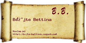 Böjte Bettina névjegykártya